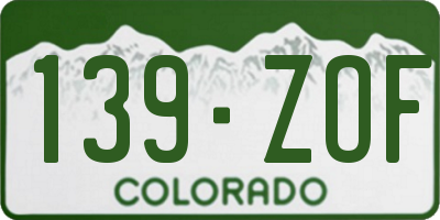 CO license plate 139ZOF