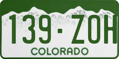 CO license plate 139ZOH
