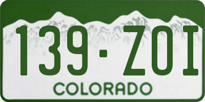 CO license plate 139ZOI