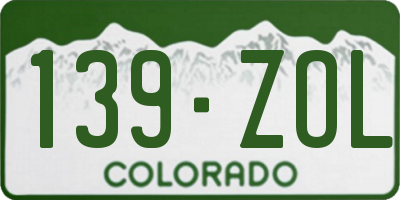 CO license plate 139ZOL