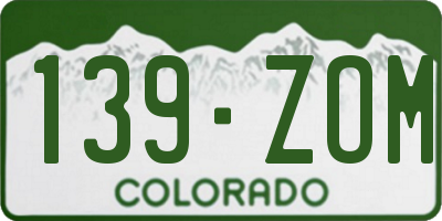 CO license plate 139ZOM