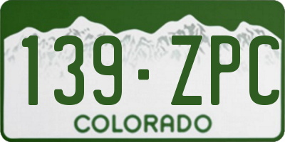 CO license plate 139ZPC