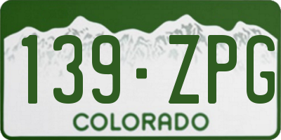 CO license plate 139ZPG