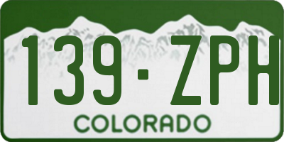 CO license plate 139ZPH