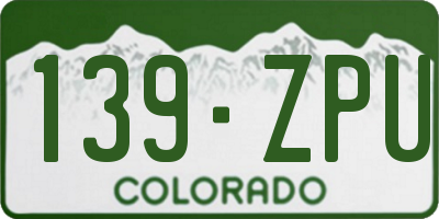 CO license plate 139ZPU