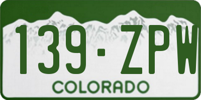 CO license plate 139ZPW