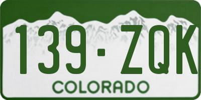 CO license plate 139ZQK