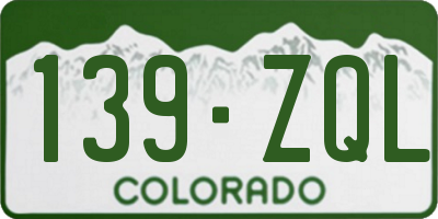 CO license plate 139ZQL