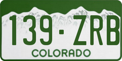 CO license plate 139ZRB