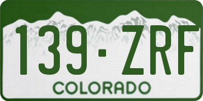 CO license plate 139ZRF
