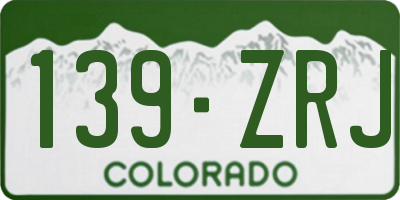 CO license plate 139ZRJ