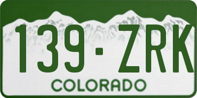CO license plate 139ZRK