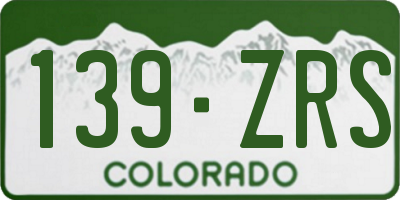 CO license plate 139ZRS