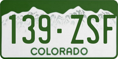 CO license plate 139ZSF