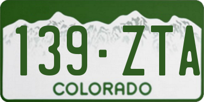 CO license plate 139ZTA