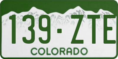 CO license plate 139ZTE