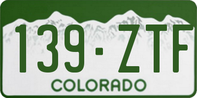 CO license plate 139ZTF