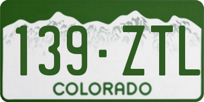 CO license plate 139ZTL
