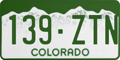 CO license plate 139ZTN
