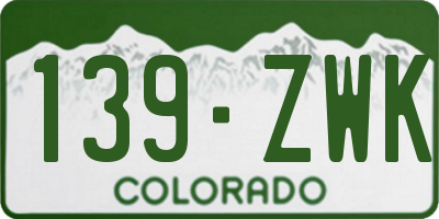 CO license plate 139ZWK
