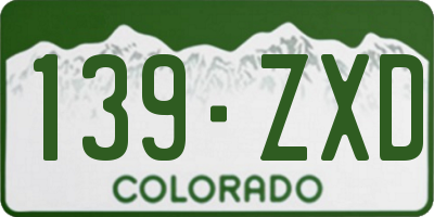 CO license plate 139ZXD