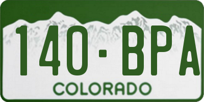 CO license plate 140BPA