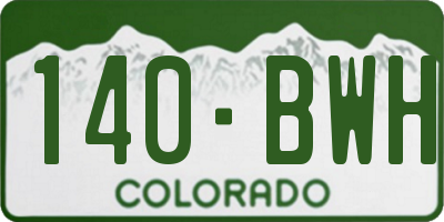 CO license plate 140BWH