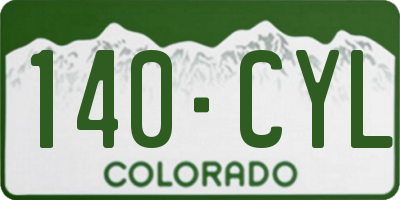 CO license plate 140CYL