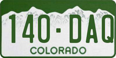 CO license plate 140DAQ