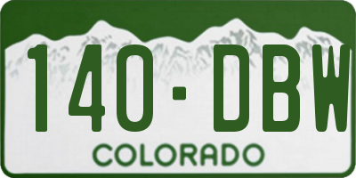 CO license plate 140DBW