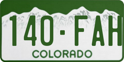 CO license plate 140FAH