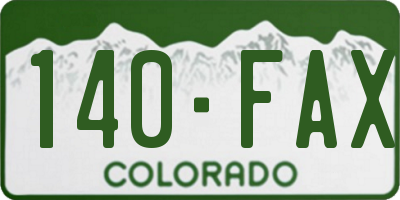 CO license plate 140FAX