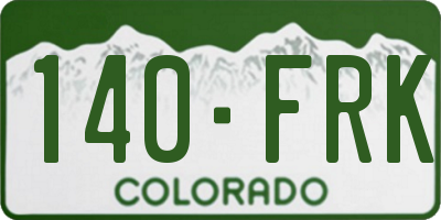 CO license plate 140FRK