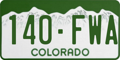 CO license plate 140FWA