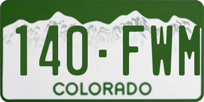 CO license plate 140FWM
