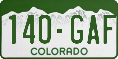 CO license plate 140GAF