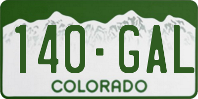 CO license plate 140GAL