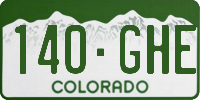 CO license plate 140GHE