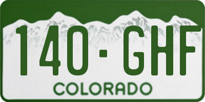 CO license plate 140GHF