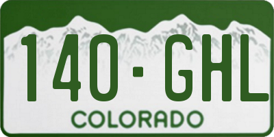 CO license plate 140GHL