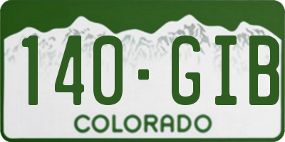 CO license plate 140GIB