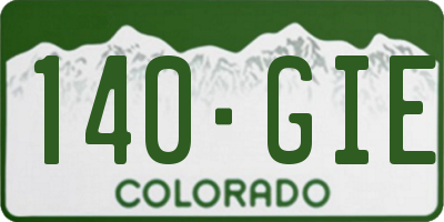 CO license plate 140GIE