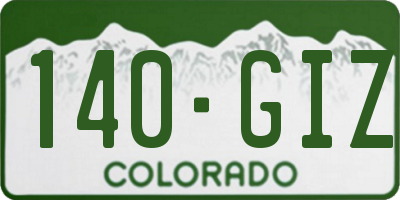 CO license plate 140GIZ