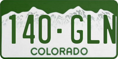 CO license plate 140GLN