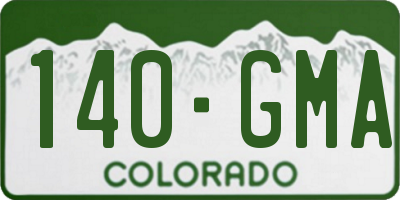 CO license plate 140GMA