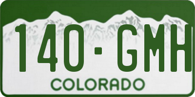 CO license plate 140GMH