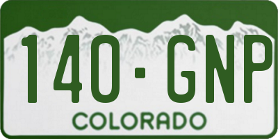 CO license plate 140GNP