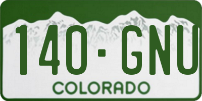 CO license plate 140GNU