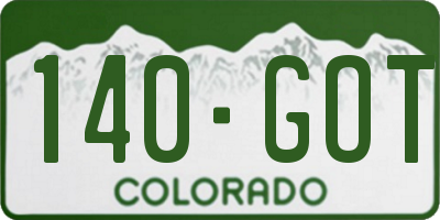 CO license plate 140GOT
