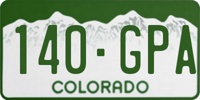 CO license plate 140GPA
